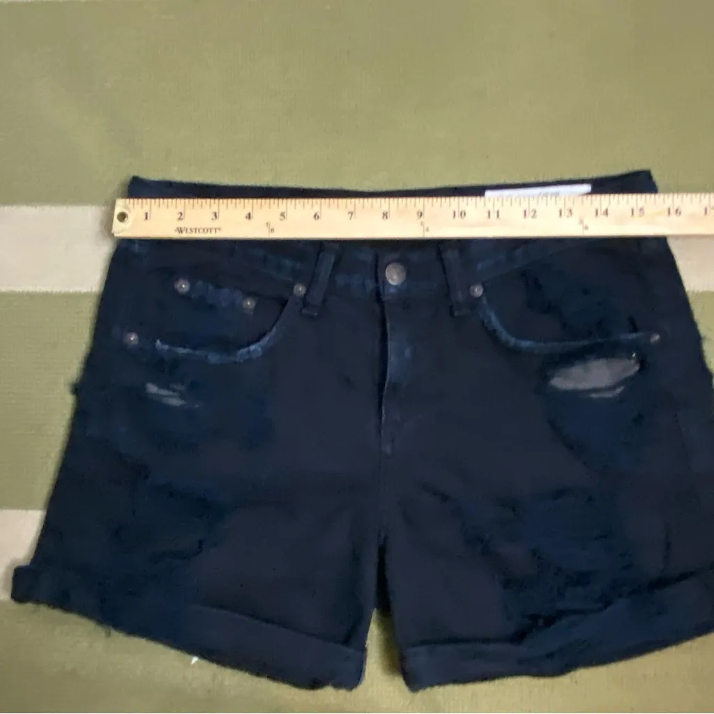 Rag & Bone Jean Shorts Size 26 Black Rebel Distressed Denim Grunge Gothic - Image 5