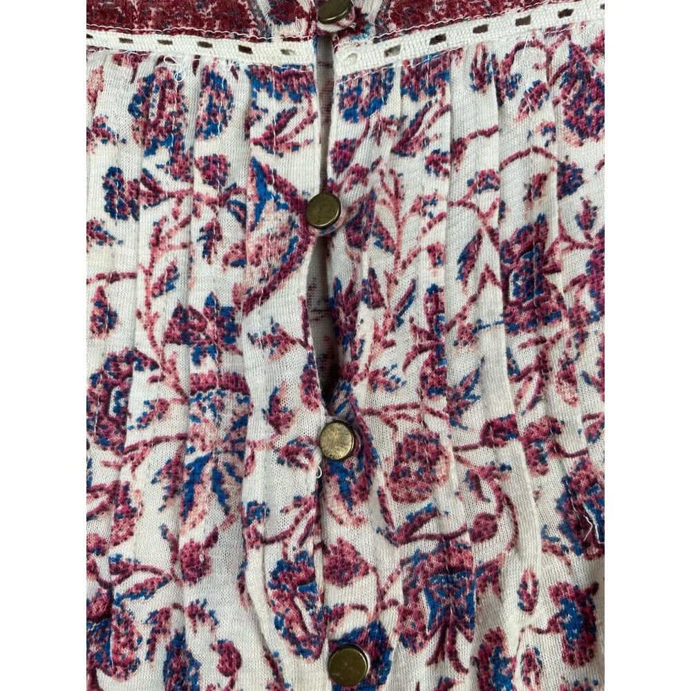 Lucky Brand Women's Pink Floral Loose fitting Blouse 3/4 Sleeve Size 1X SKU 4145 - Image 6