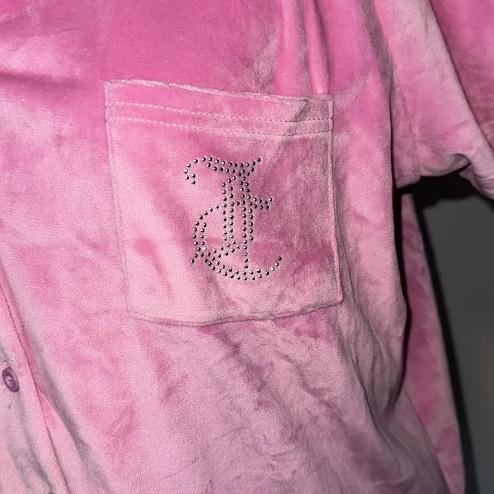 Pink Velour Pajama Sleepwear Shorts and Top Set Women's Large - Image 3