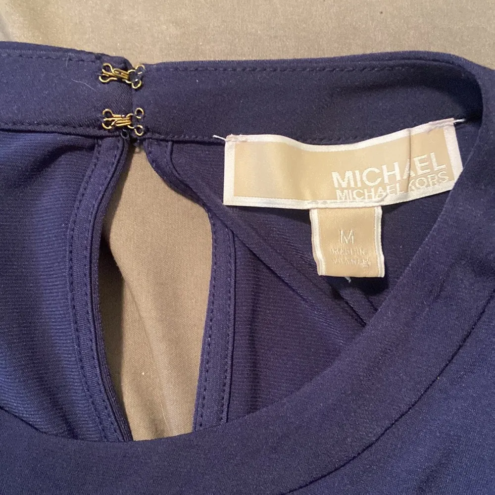 MICHAEL Michael Kors Navy and Green Paisley Shift Dress Blue Size M - Image 6