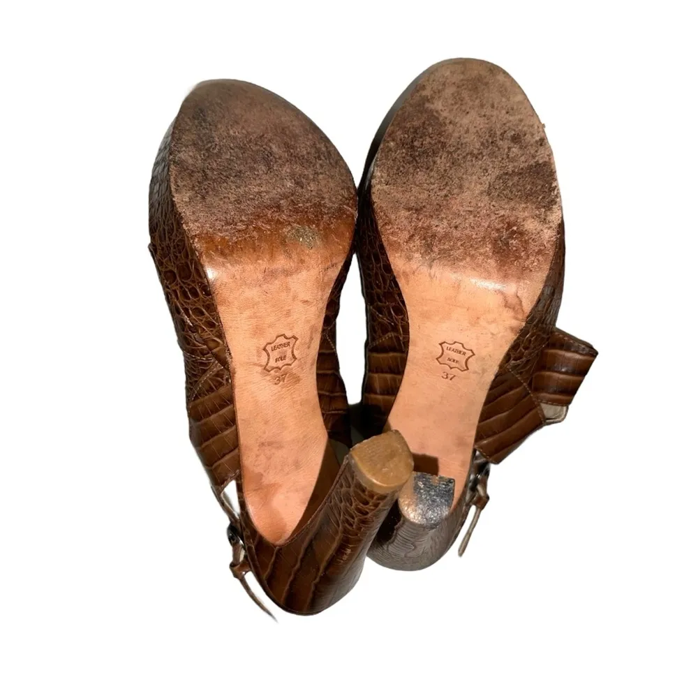 Alexandre Birman Brown Reptile Print Heels 37 - Image 5