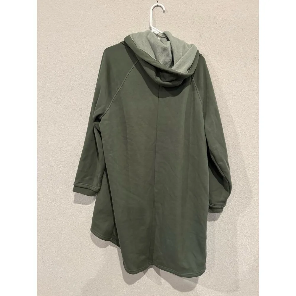 Fabletics  Women's Size L Open Front Cotton Blend Two Tone Cardigan Green/Grey - Image 2