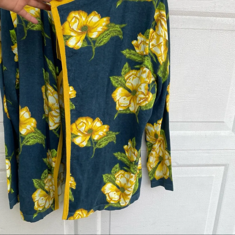 Isaac Mizrahi Live Womens Cardigan Open Front Floral Long Sleeve Plus 1X - Image 5