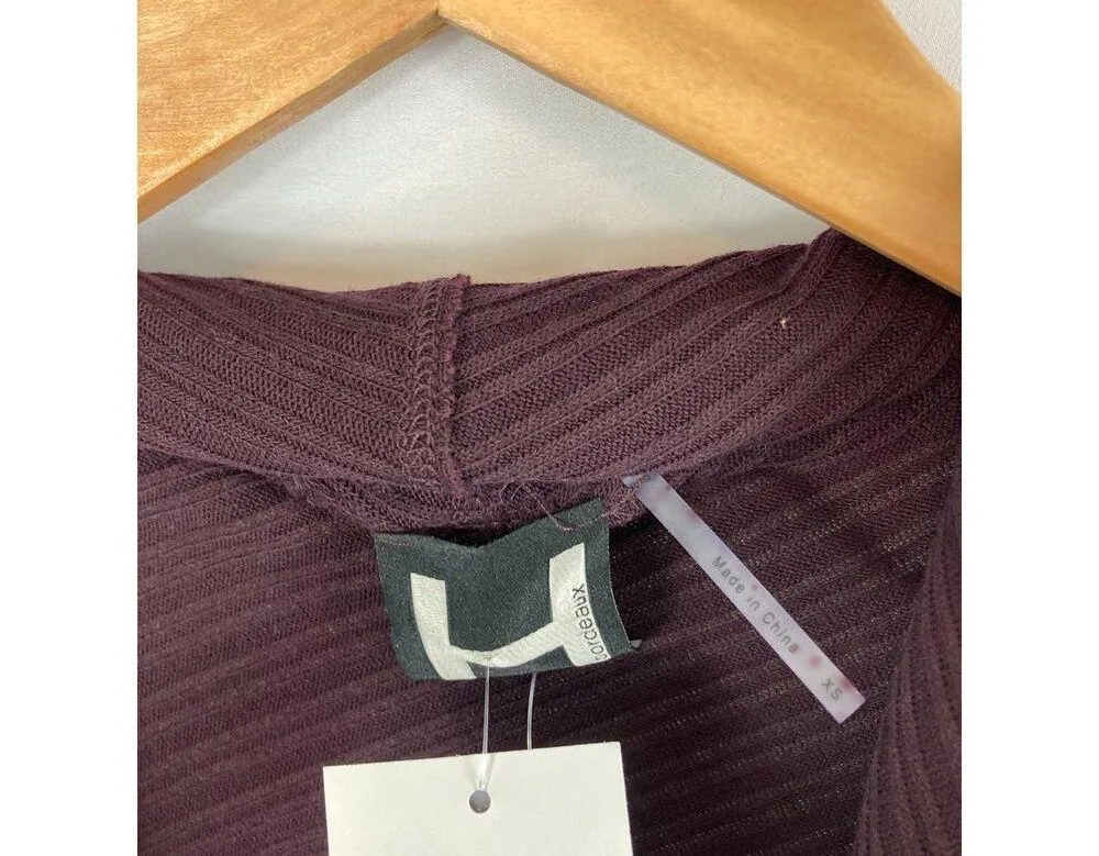 NWT H BY BORDEAUX Mix Rib Cozy Waterfall Cardigan Rosewood XS - Image 3