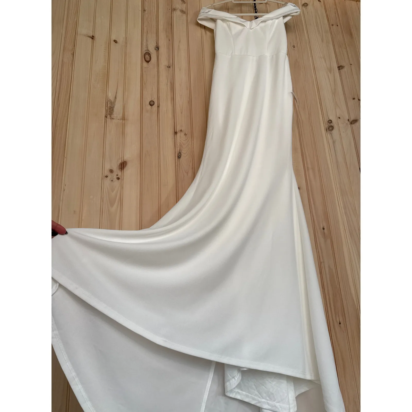 NWT Lulus Arienne White Off-the-Shoulder Mermaid Maxi Dress Wedding Bridal Sz S - Image 6