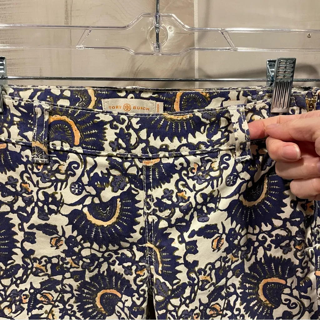 Cute Tory Burch low rise skinny aztec celestial fan print jeans sz 24 boho luxe - Image 11