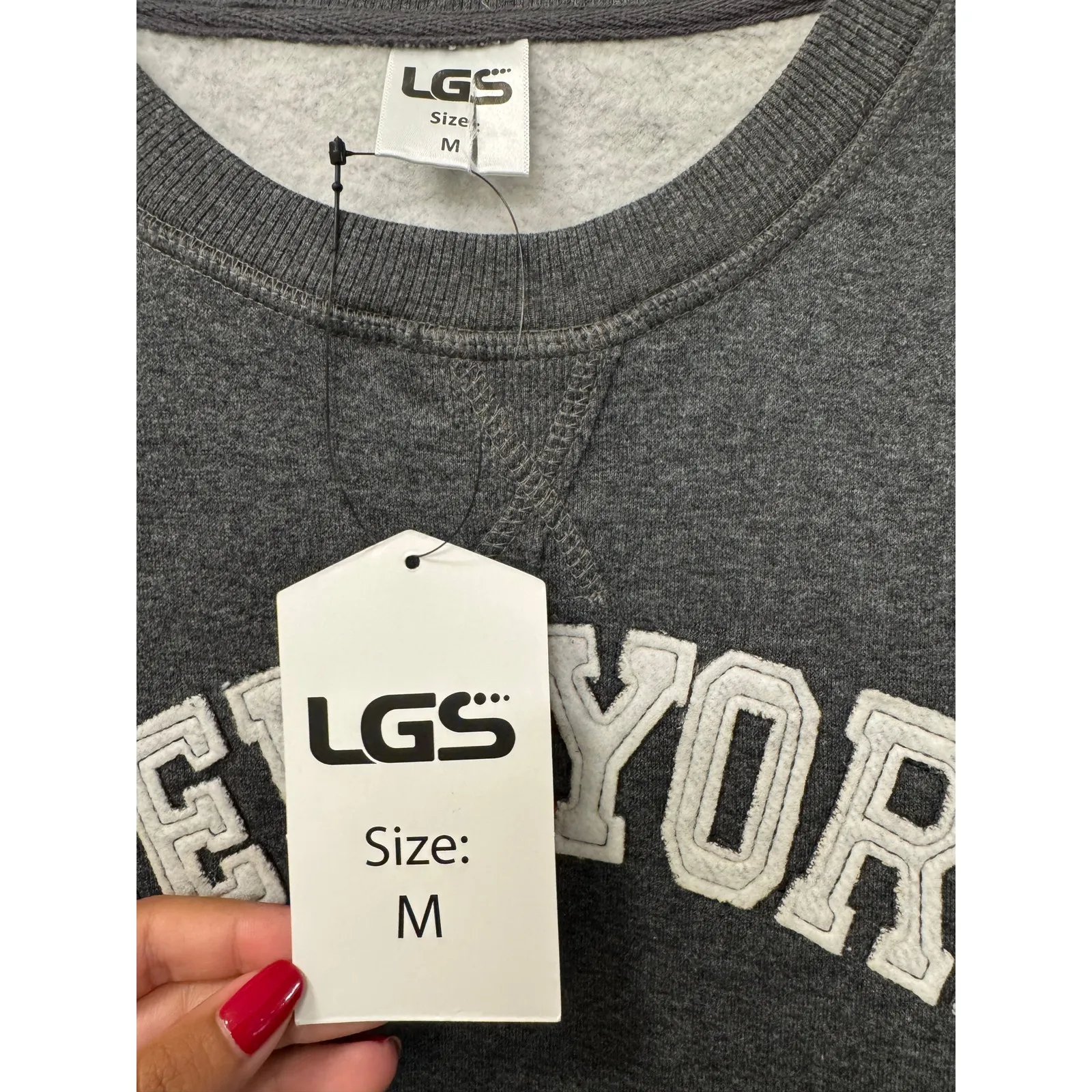 NWT New York Unisex Medium Fleece Lined Gray Cotton NY Crewneck Sweatshirt - Image 3