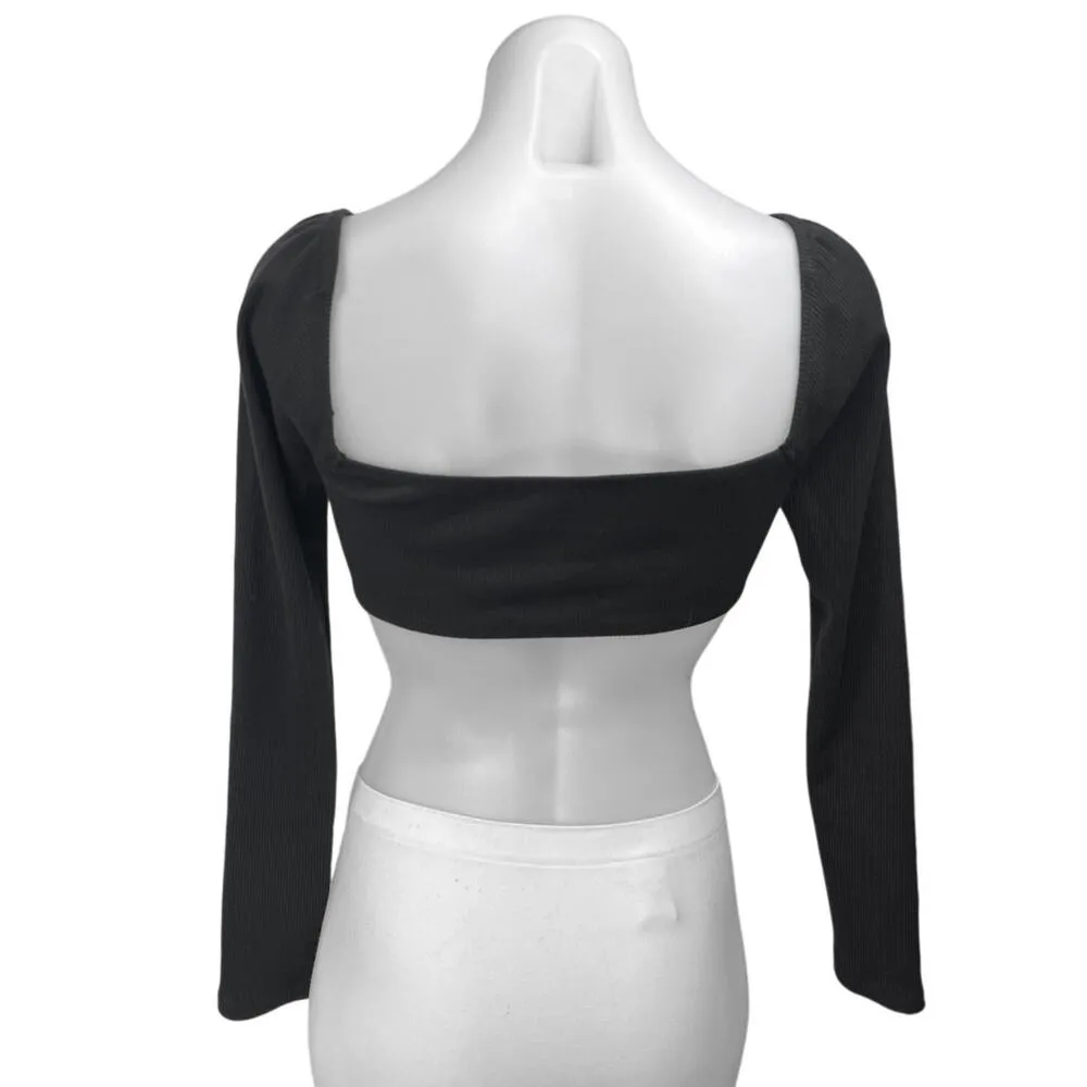 Princess Polly Becca Women's Black Long Sleeve Rib Knit Crop Sweater Top Size 4 - Image 2