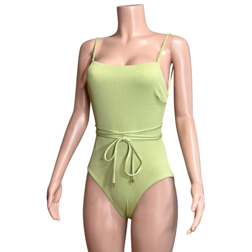 MONDAY SWIMWEAR Whitehaven Crinkle One Piece Swim, Olive Green, V (US12/14) Green Size XL - Image 6