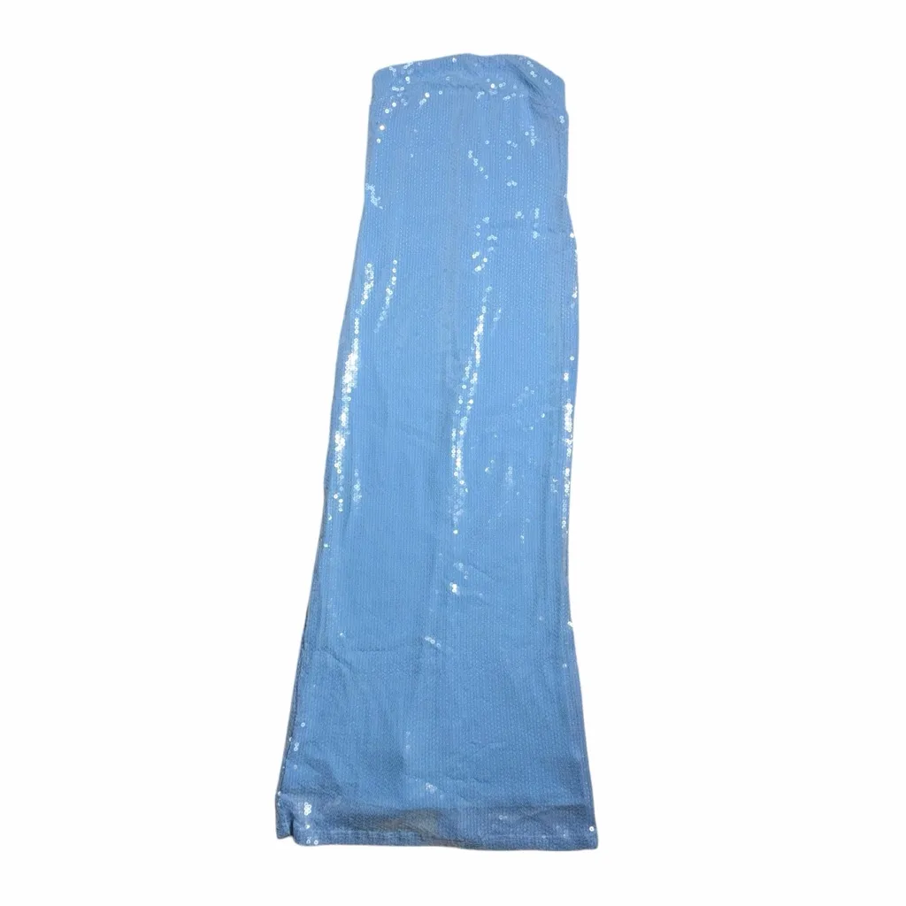 Rare London Powder Blue Sequin Strapless Maxi Dress Womens US 4 - Image 2