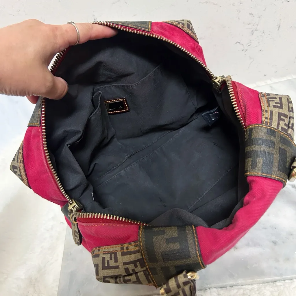 Authentic Fendi RARE Barbie Pink & Monogram Forever Bauletto Boston Bag - Image 8