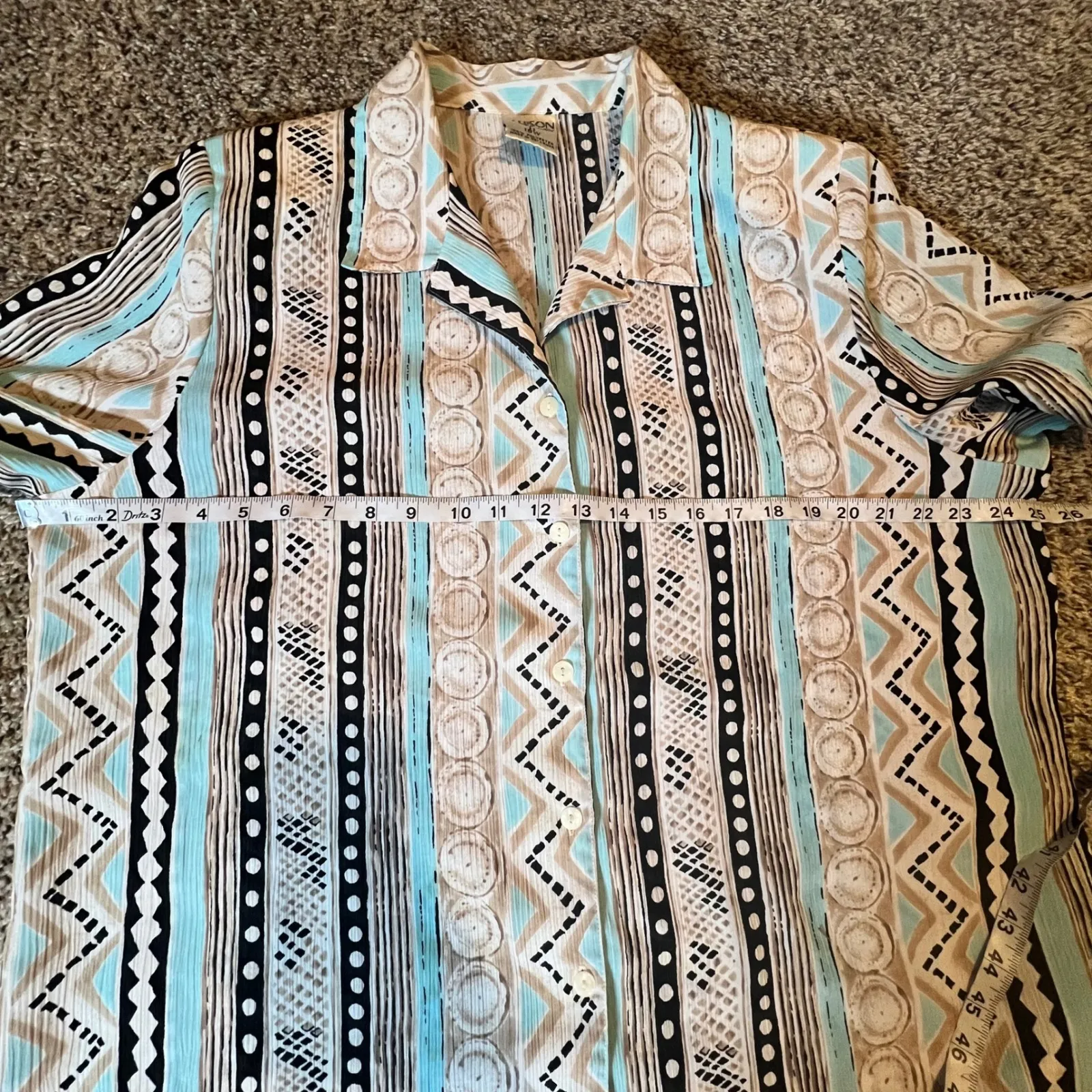 ALLISON DALEY 18W Women's Short Sleeve Button Up Blouse Geometric Print - Image 3