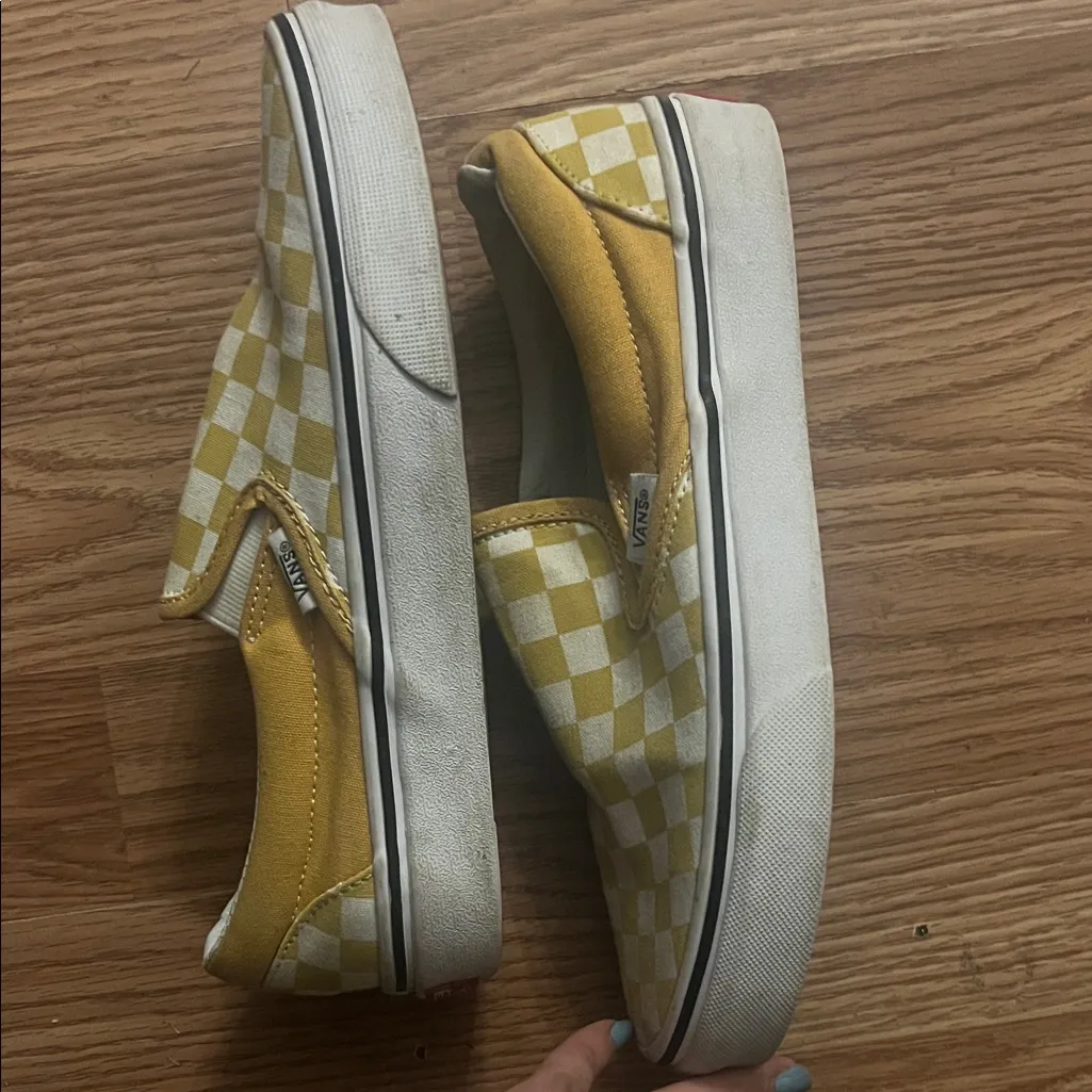 Vans Classic Yellow and White Checkered Slip-Ons - Image 4