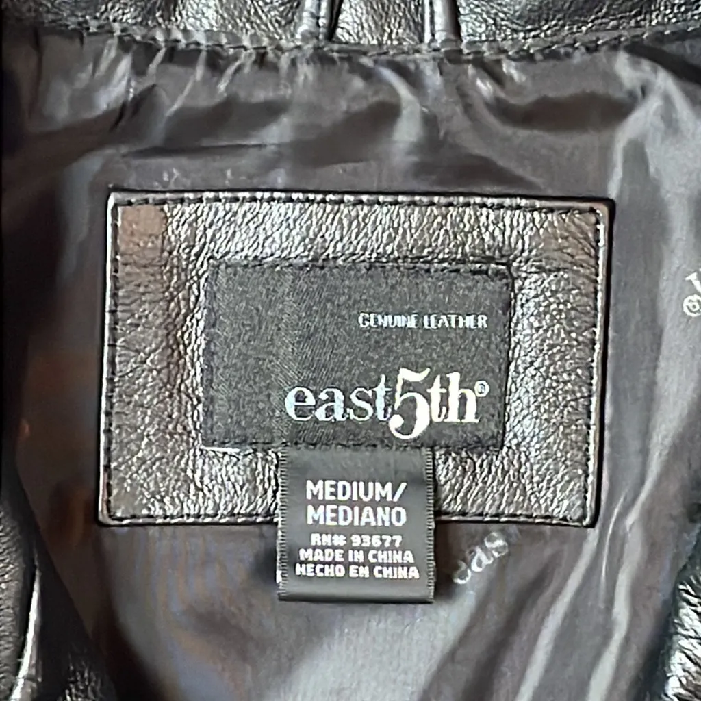 East 5th Elegant Women’s Black Genuine Leather Jacket Size Medium - Image 10