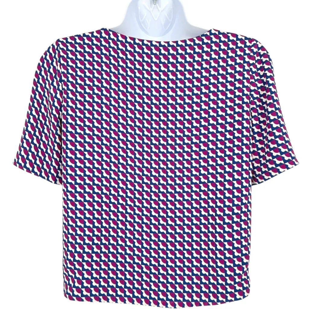 Babaton V-Neck Short Sleeve Multicolor Geometric Pattern Blouse Size XXS - Image 6