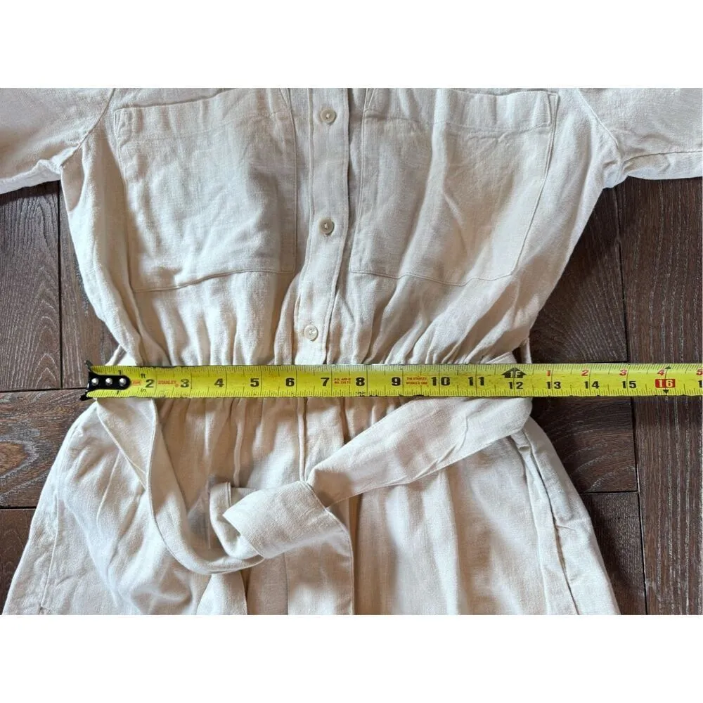 NWOT Abercrombie & Fitch Beige Linen Utility Linen Blend Romper Playsuit in Ston - Image 12