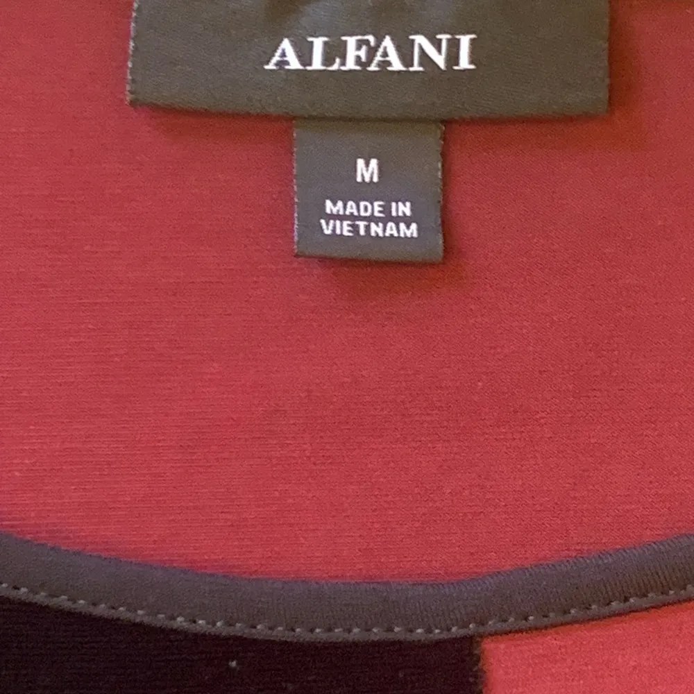 Alfani asymmetrical tunic women’s medium burgundy black velvet accents holiday - Image 2