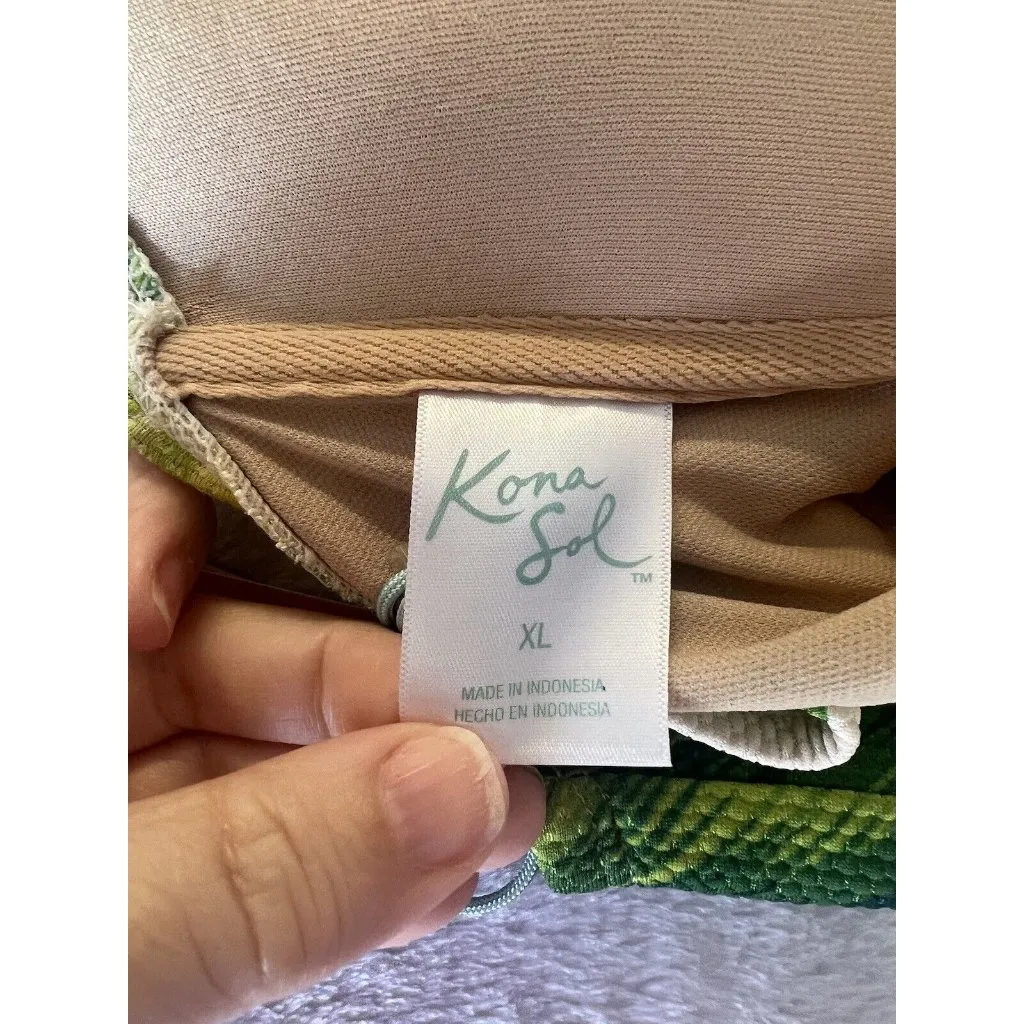 Women's Banana Print Pique Bandeau Full Coverage One Piece Swimsuit‎ Kona Sol XL - Image 11