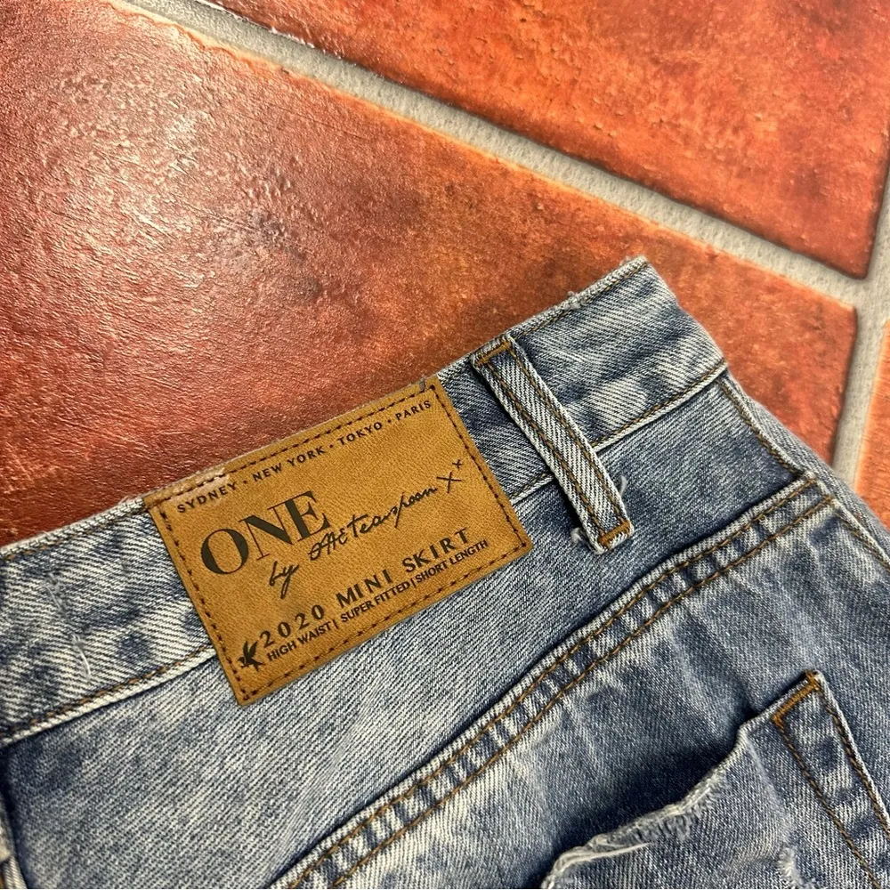 One Teaspoon 2020 High Waisted Super Fitted Denim Mini Skirt - Image 6