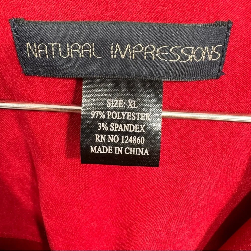 Red Faux Suede Zip Front Cut Out Flower Hem Blazer by Natural Impressions Size XL - Image 10