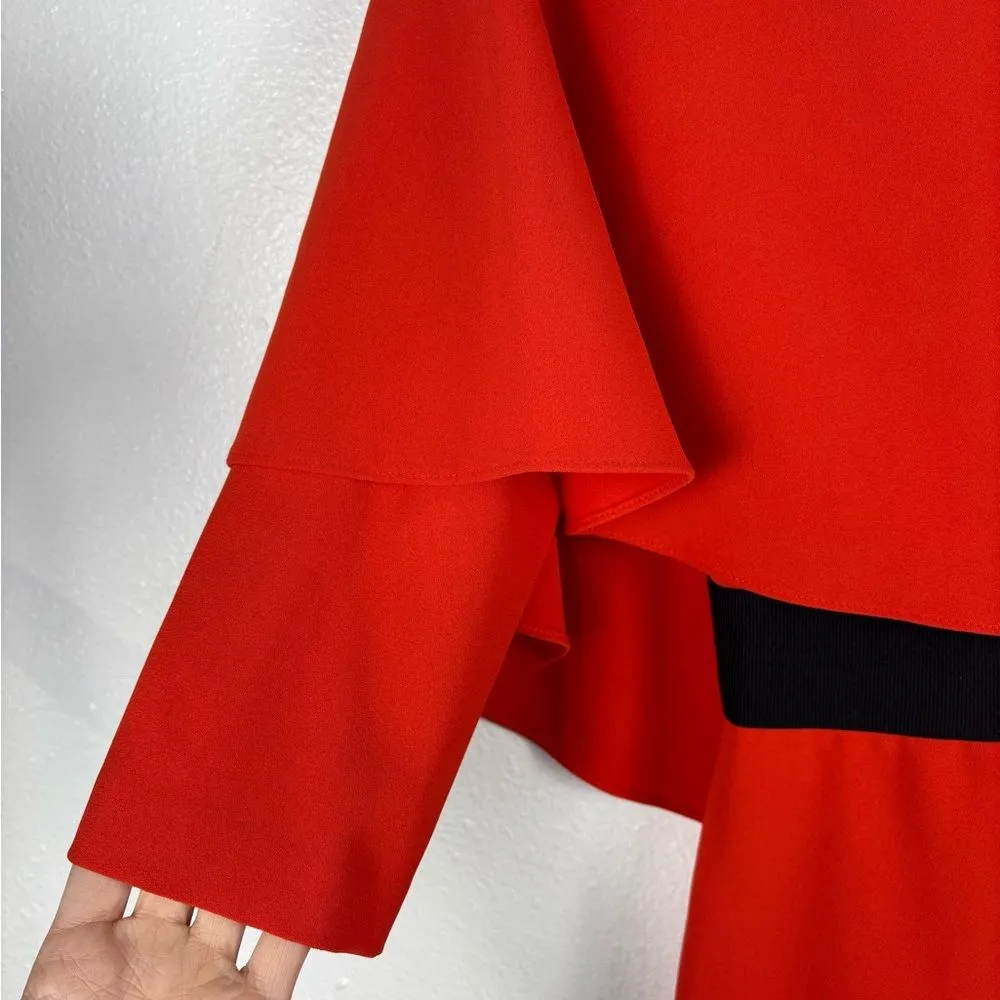 Alice + Olivia 2 Cairo Cape Sheath Crepe Dress Poppy Red‎ and Black Mini Dress - Image 4
