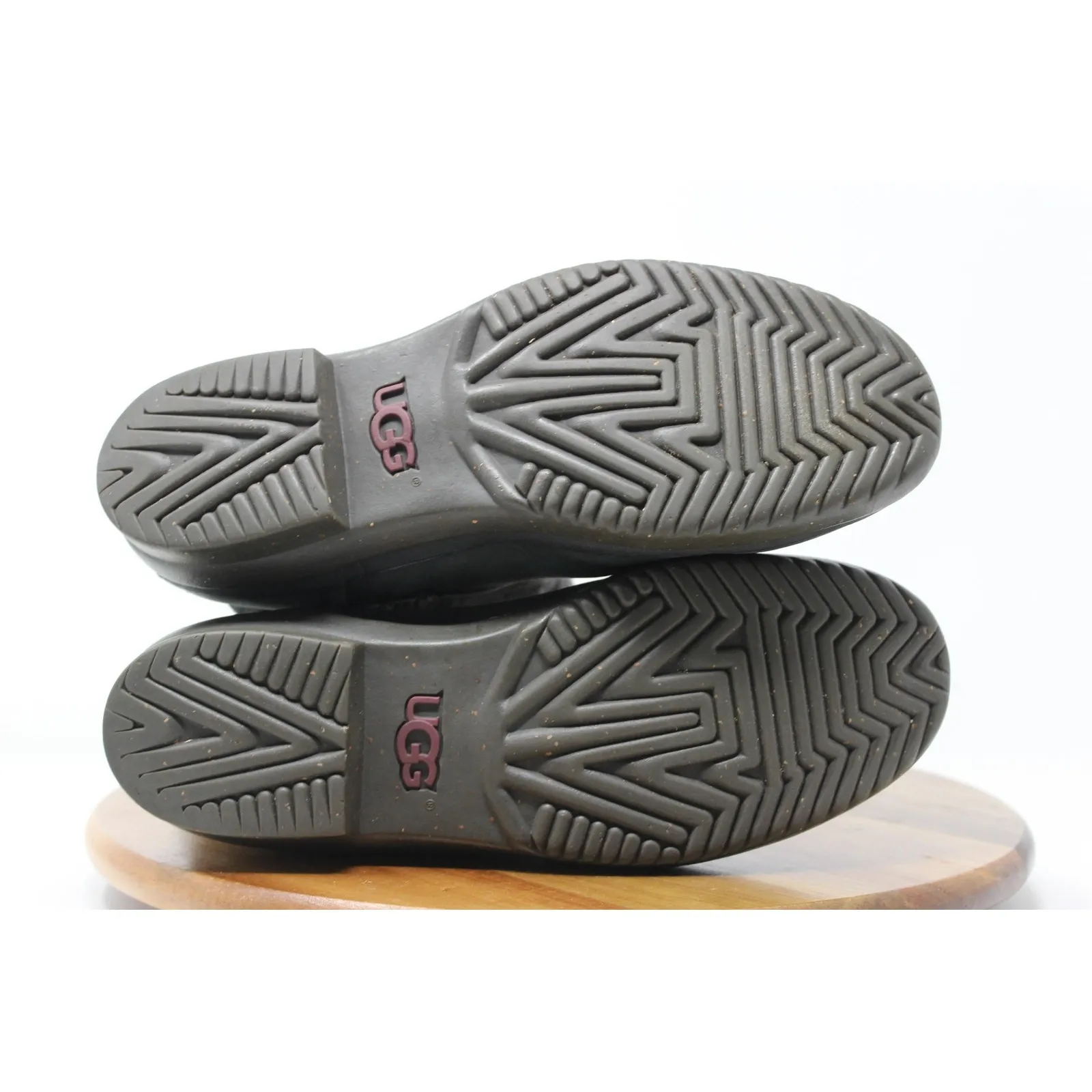 UGG  Simmens Boots Sz 8 Black Leather Waterproof Shearling Lined Buckle Side Zip - Image 11