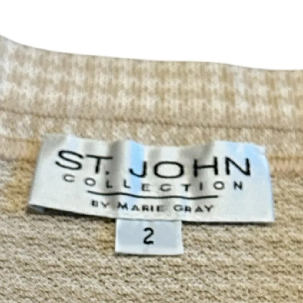 St. John Collection Cream White Houndstooth Pencil Skirt Knit Size 2 Women's - Image 9