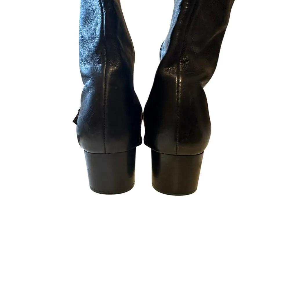 Brighton Gabby Leather Croc Choco Black and Brown Mid Calf Boots Size 6 M - Image 10