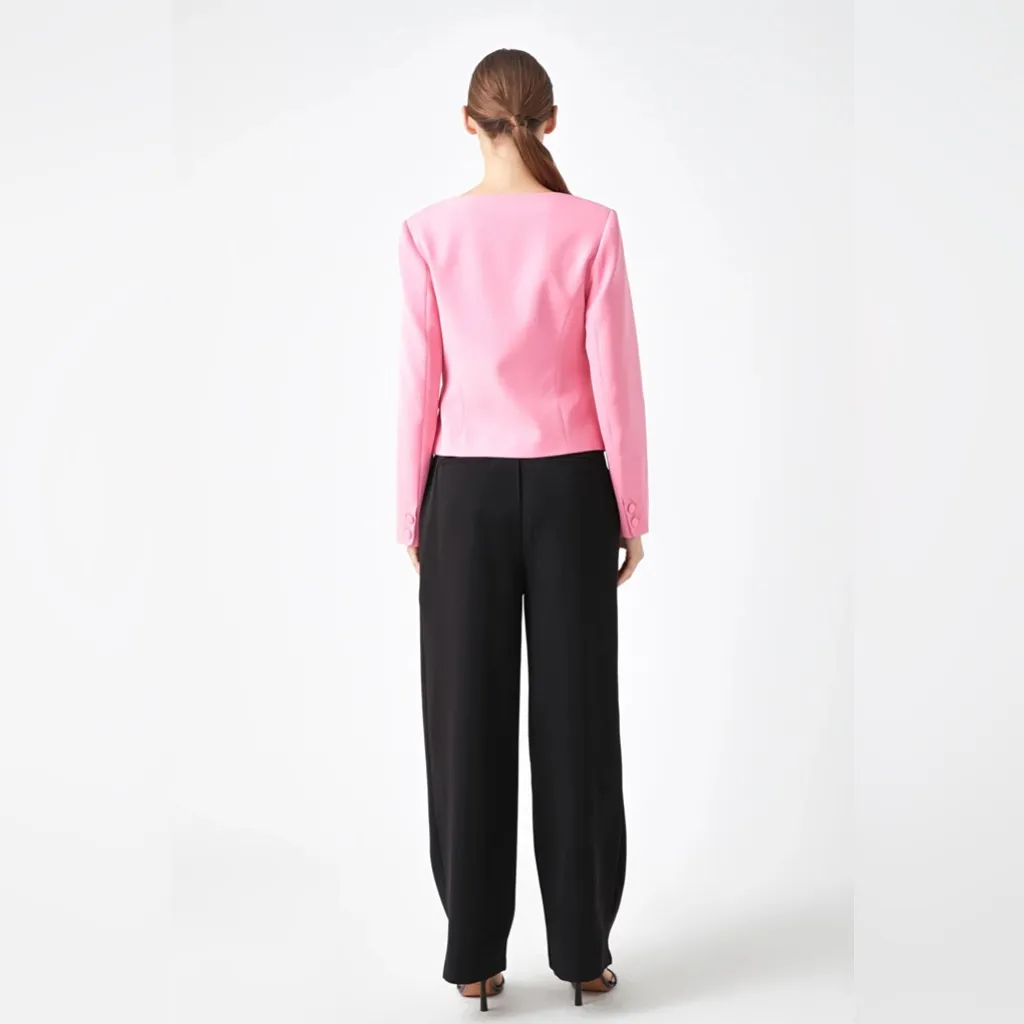 Endless Rose SCOOPED U BUTTONED BLAZER TOP - Image 4