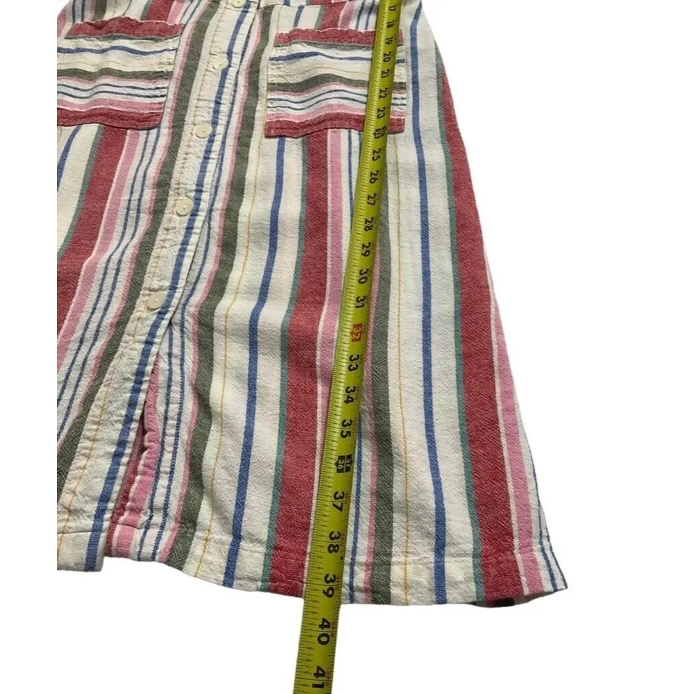 Old Navy Women Size Small Striped Dress Button Front Summer Linen 2-726 - Image 8