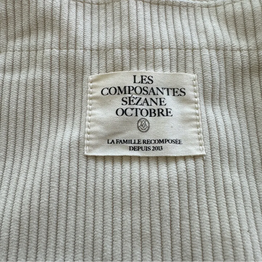 SEZANE Les Composantes Octobre Ivory Corduroy Tote Bag Cream - Image 3
