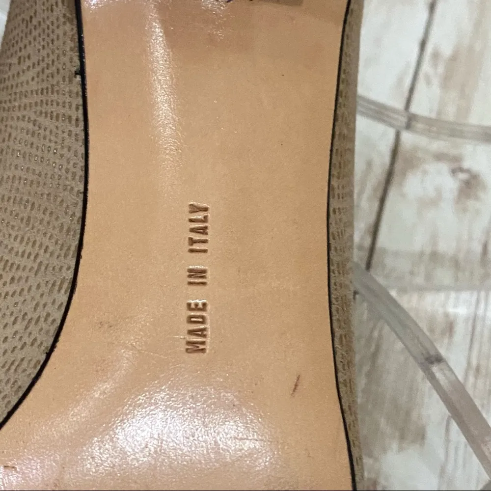 SALVATORE FERRAGAMO Nude Beige Textured Leather Low Heel Pumps Size 8 AAAA - Image 12