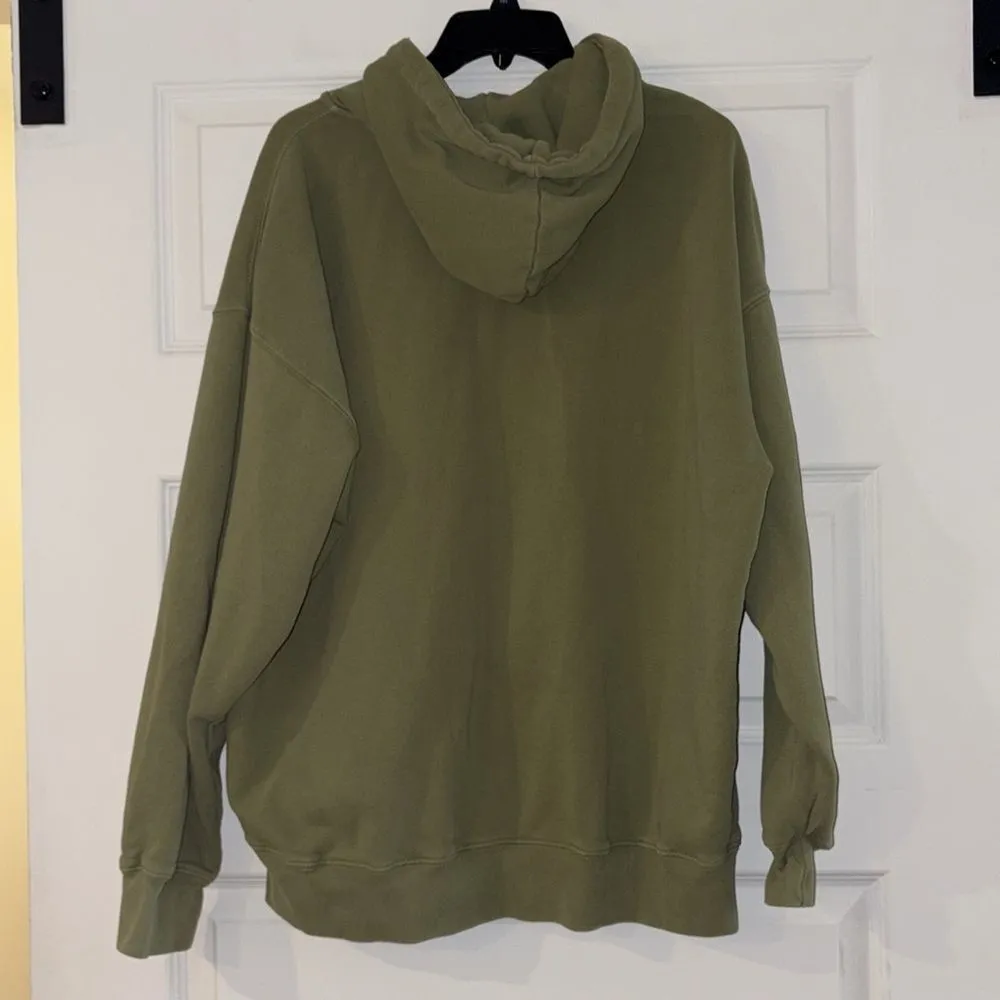 John Galt by Brandy Melville Sage Green Oversized Full Zip Hooded Sweatshirt - Image 5