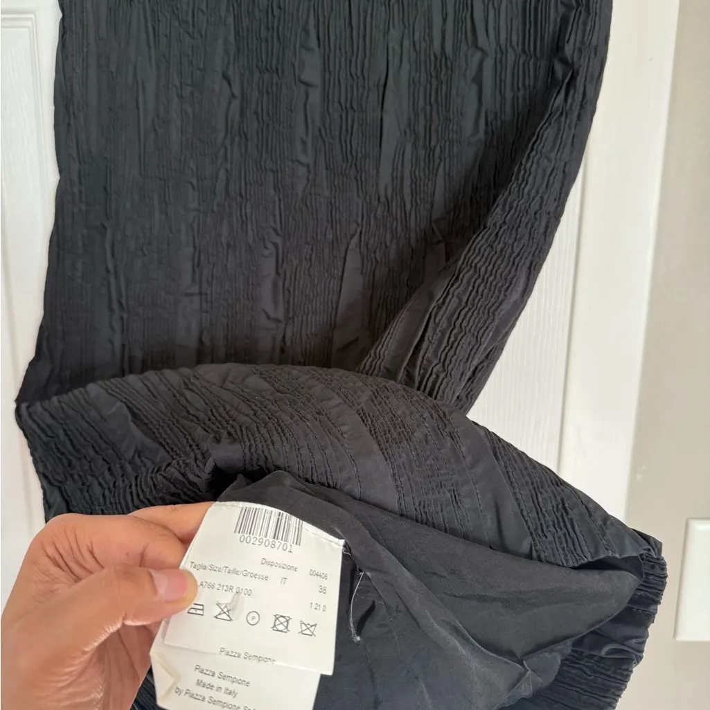 Piazza Sempione Made in Italy Textured Black Midi Sleeveless Dress EU38 (US10) - Image 7