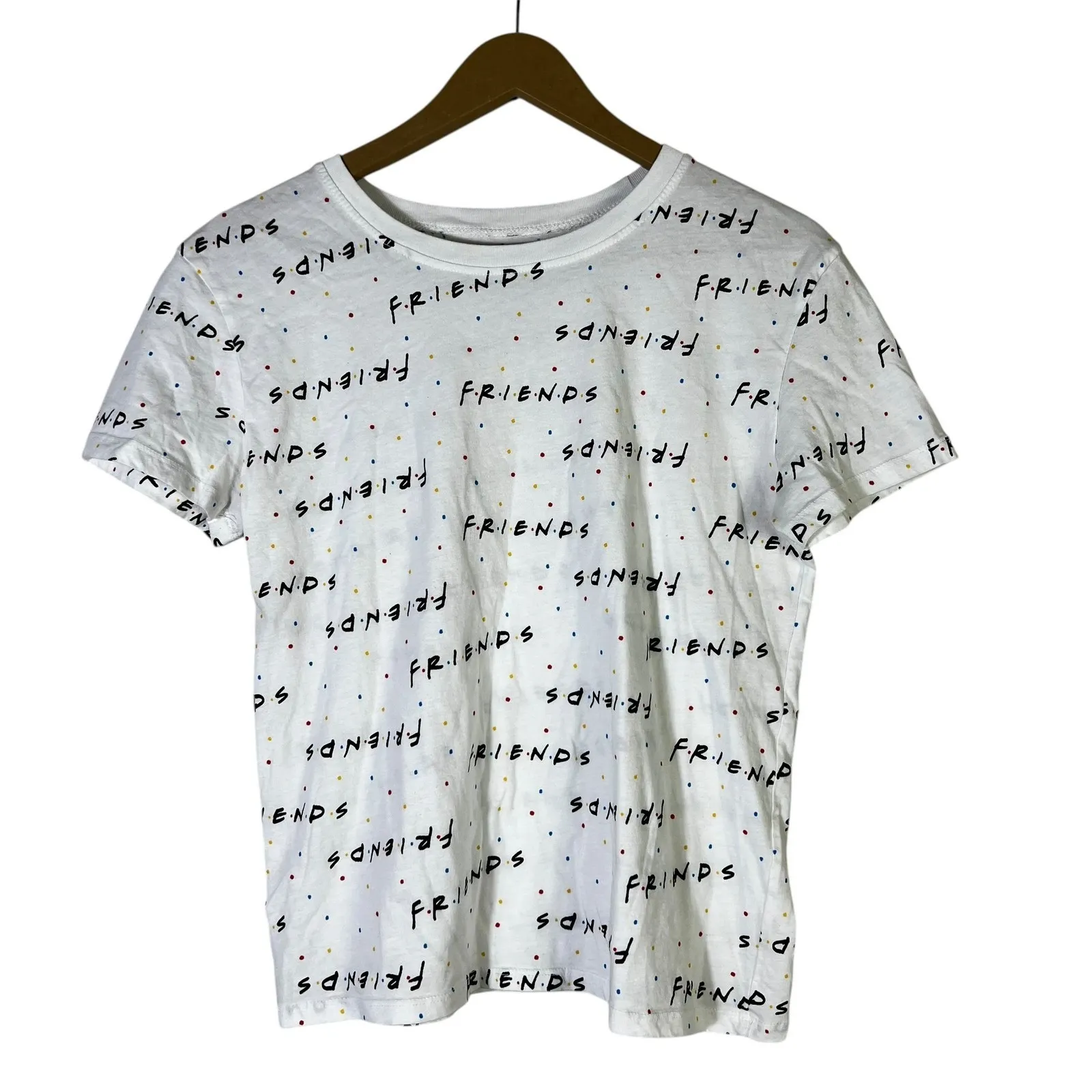 Friends TV Show All Over Print T Shirt Womens M White Short Sleeve Graphic Tee Size M - Image 2