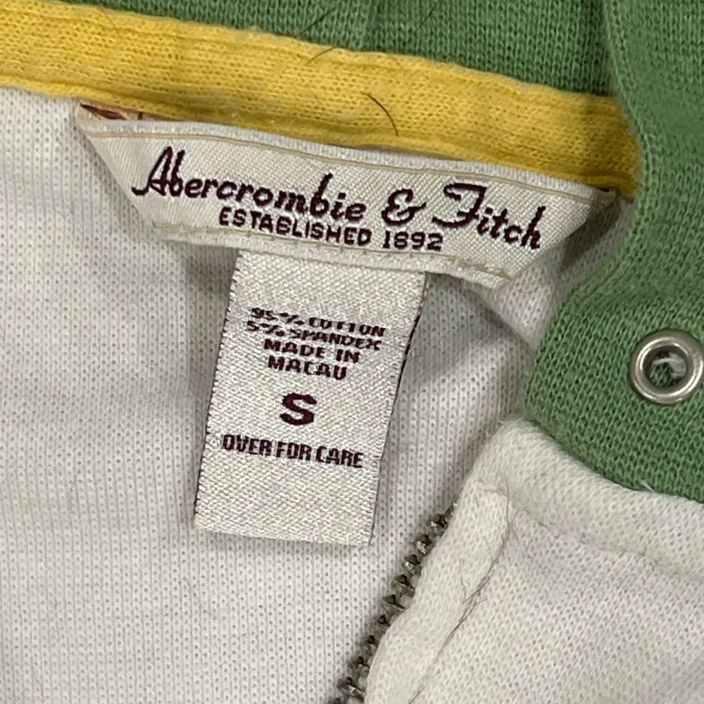 Women’s Abercrombie & Fitch Green & White Small Zip Up Hooded Jacket - Image 4