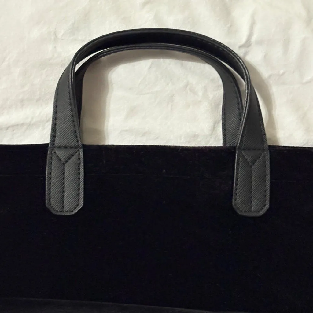 Scout Velvet Black Mini Tote With Dual Handles & Gold Quilted Interior Zip Close - Image 6