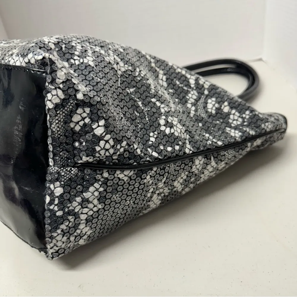 Betsyville Black White Floral Sequined Tote Bag Handbag Tote Purse Y2K McBling - Image 6
