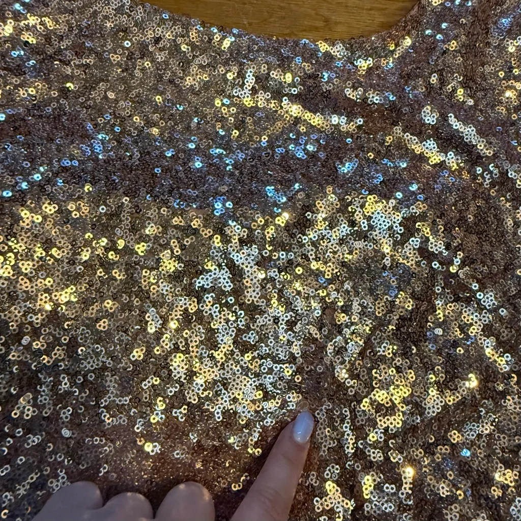 Lulus Women’s Medium Gold Sequin 3/4 Sleeve Bodycon Mini Dress Cocktail Party - Image 11