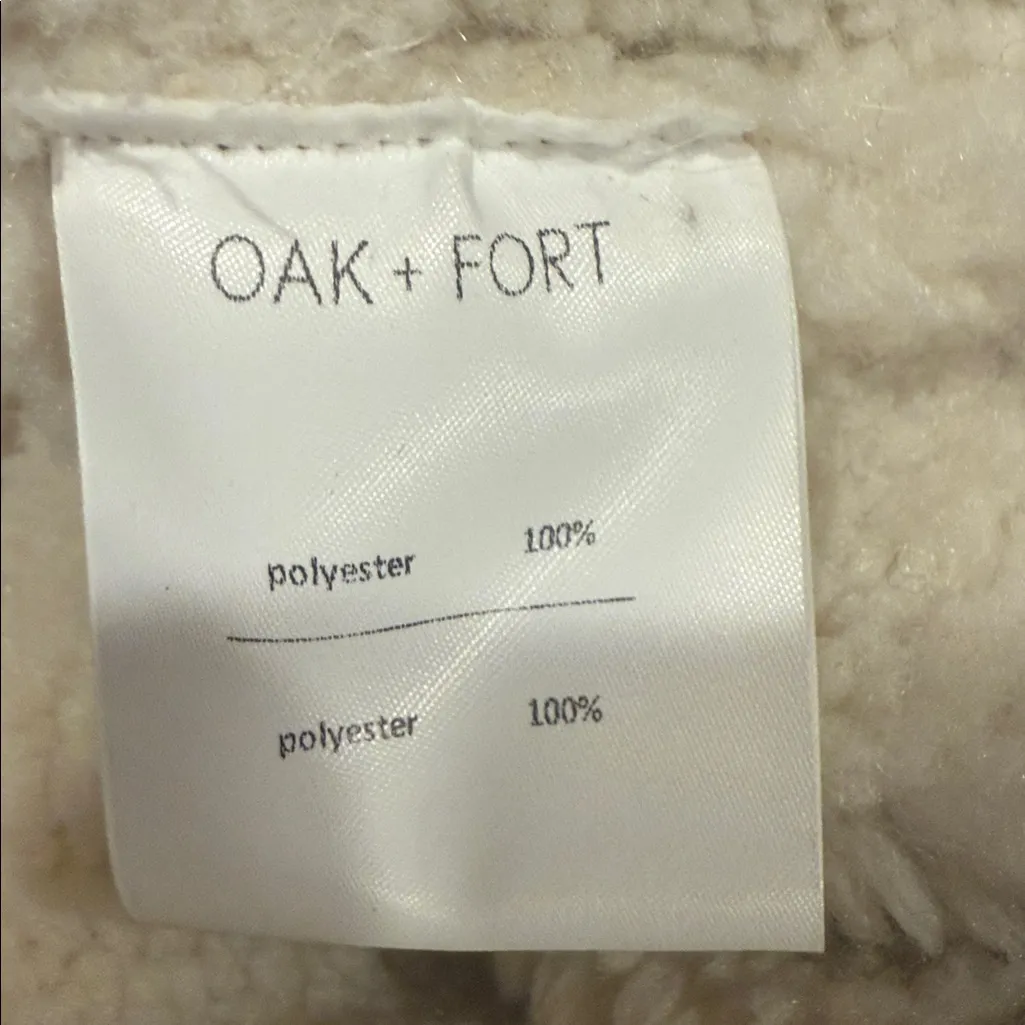 OAK + FORT WOMENS small gray Jacket with Cream Sherpa Collar - Image 8