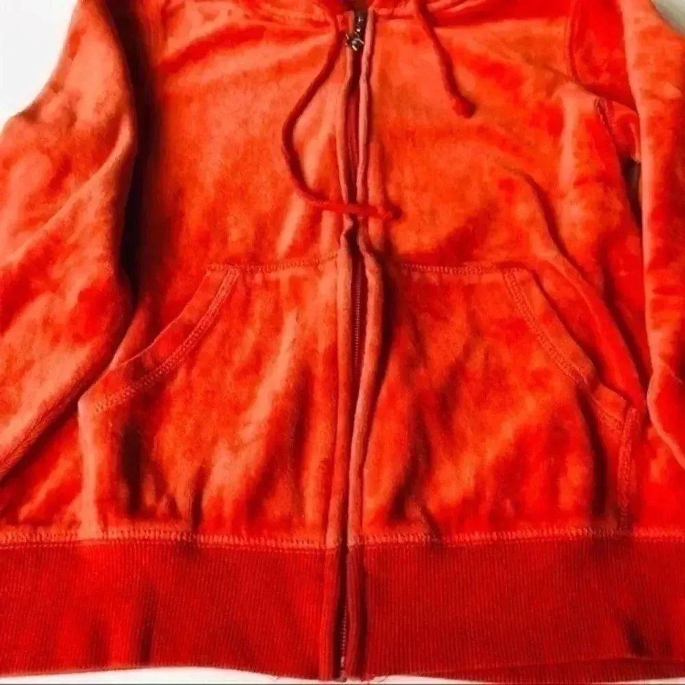 Velour Orange hoodie orange zip up EUC siz… - Image 4