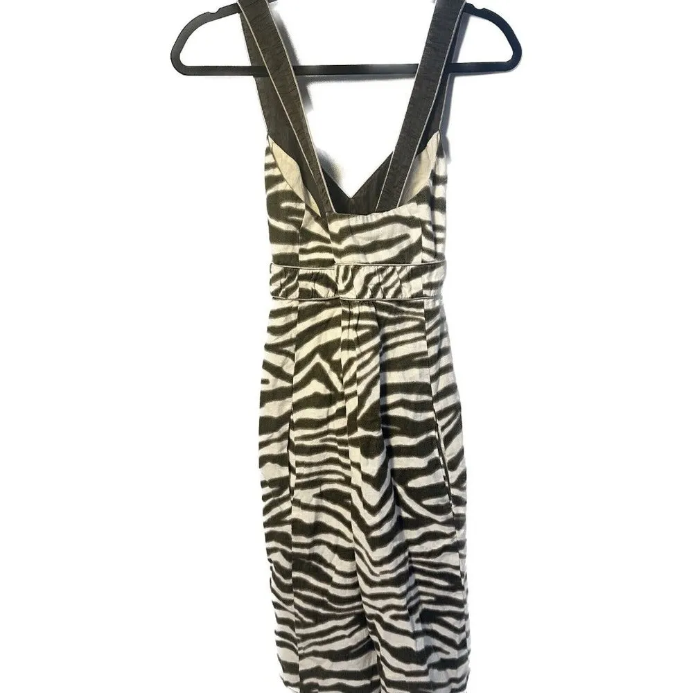 Banana Republic Dress Womens 4 Green Gray Organic Linen Pencil Party Sun… - Image 3