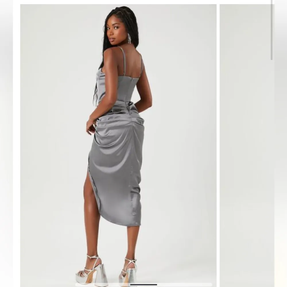 Forever 21 Satin Bustier Drape Midi Dress - Image 6