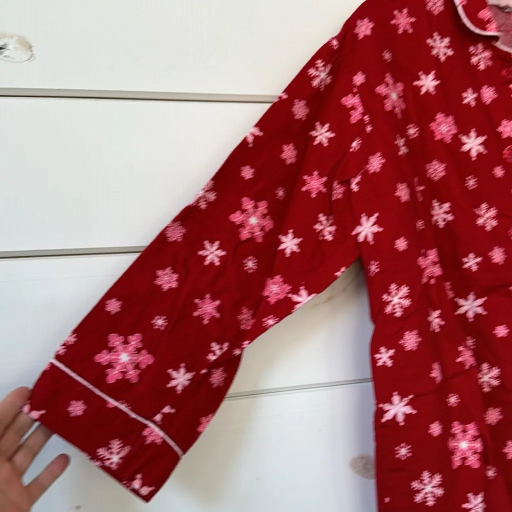 Victoria’s Secret Red Flannel PJ Pajama Set Snowflakes Small - Image 7