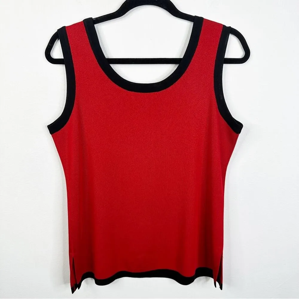 Misook Red Black Trim Sleeveless Layering Tank Top - Image 5