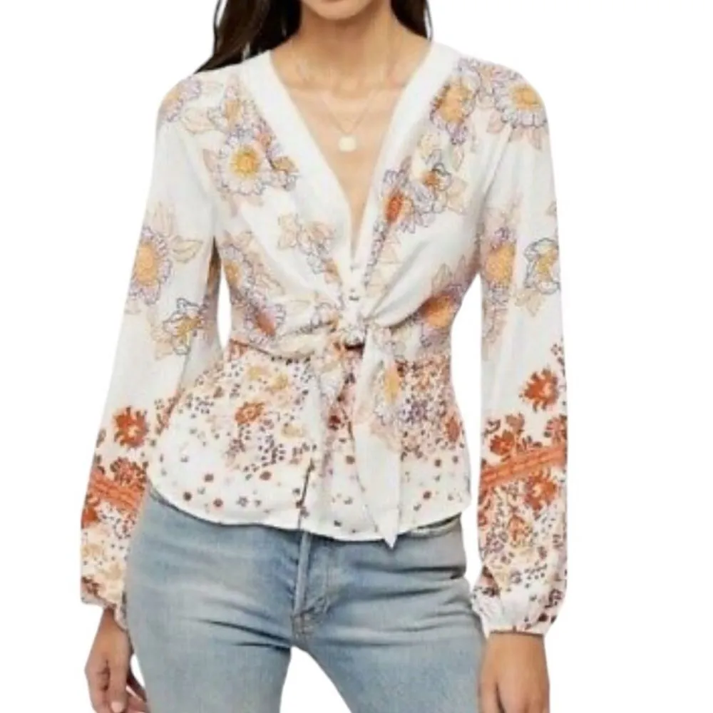 Free People Run Free Blouse Multi floral S - Image 2