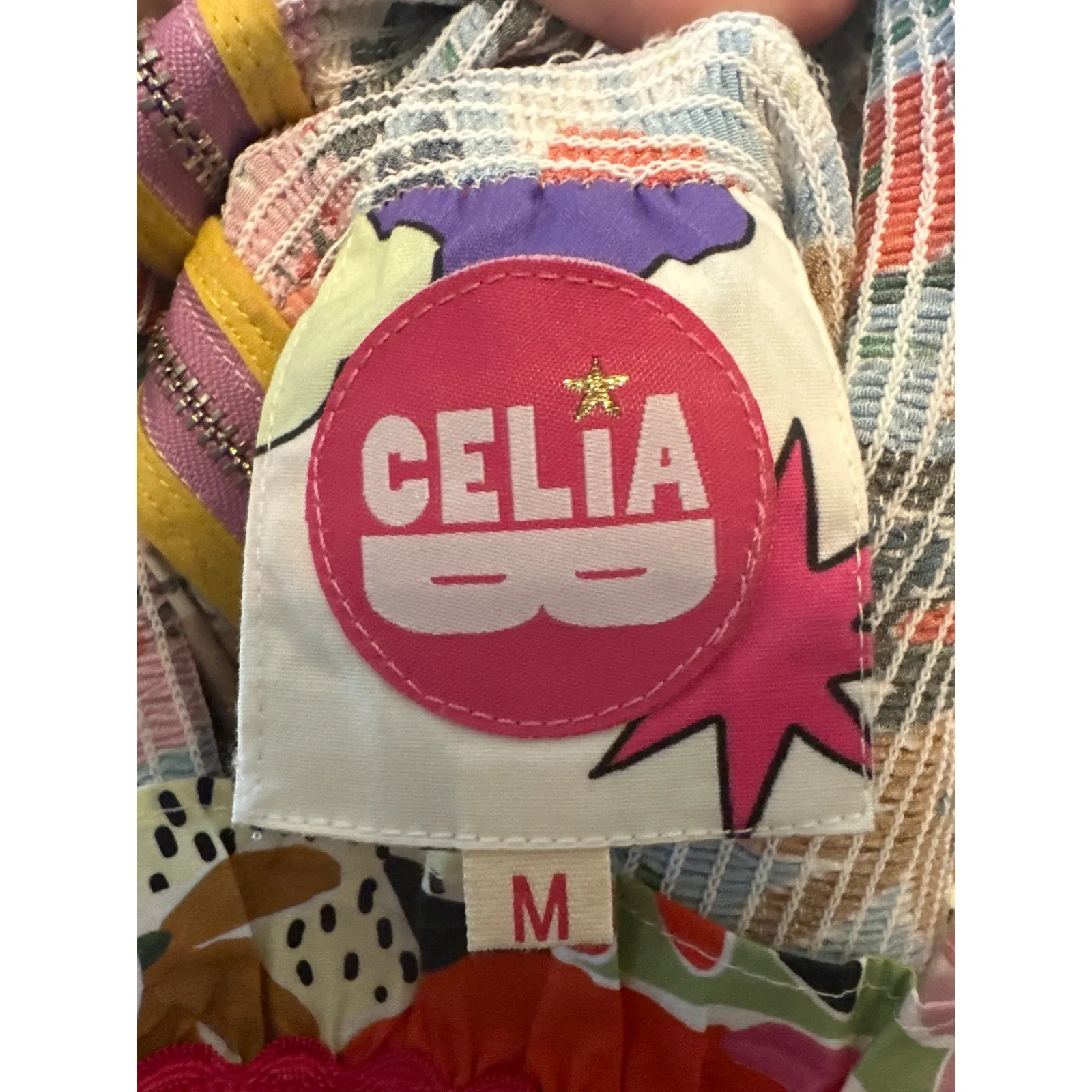 CeliaB Nilsa Floral Ric Rac Smocked Tie Strap Midi Dress Size Medium Pink - Image 4