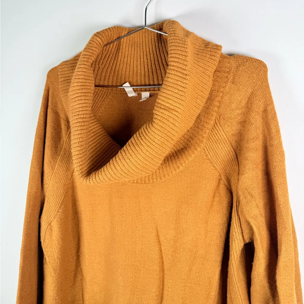Anthropologie Moth Mustard Cowl Neck Knit Sweater Tunic - Image 3
