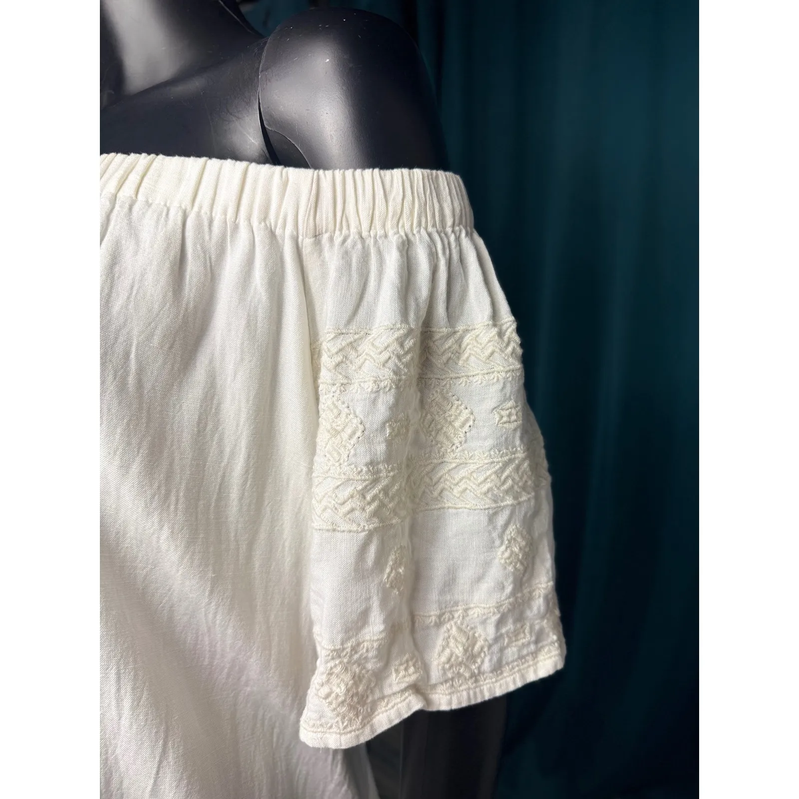 Old Navy Womens‎ Off Shoulder Dress White Embroidered Tassel Casual XL - Image 5