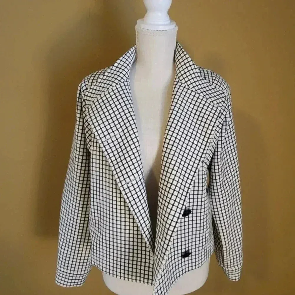 CAbi women's Windowpane Jacket Black and White XSmall Checkered - Image 8
